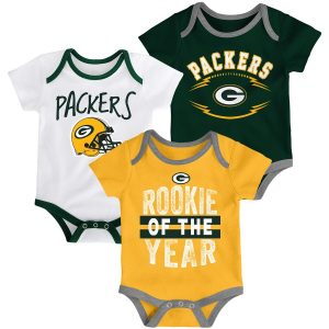 Green Bay Packers Infant Kicking & Screaming Three-Piece Bodysuit Set – Green/Gold/White